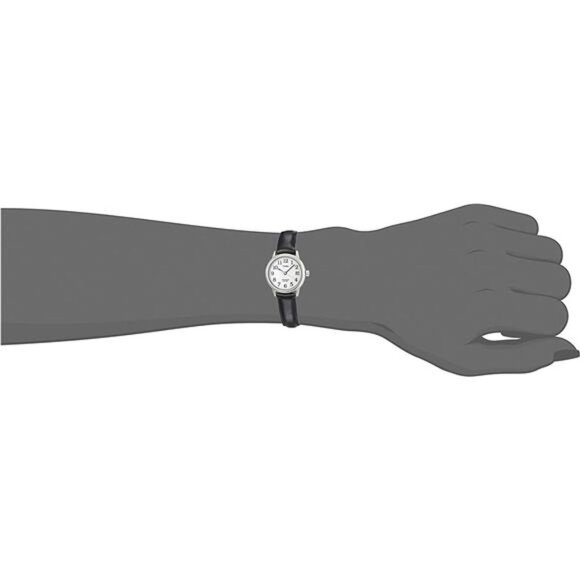 Timex Women\'s T2H331 Indiglo Leather Strap Watch, Black/Silver-Tone/White